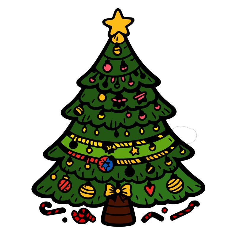 christmas tree with lots of details