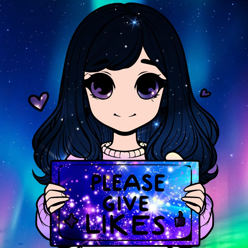 realistic girl that is holding a sign that says please give likes