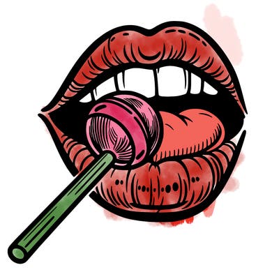 lip with lollipop