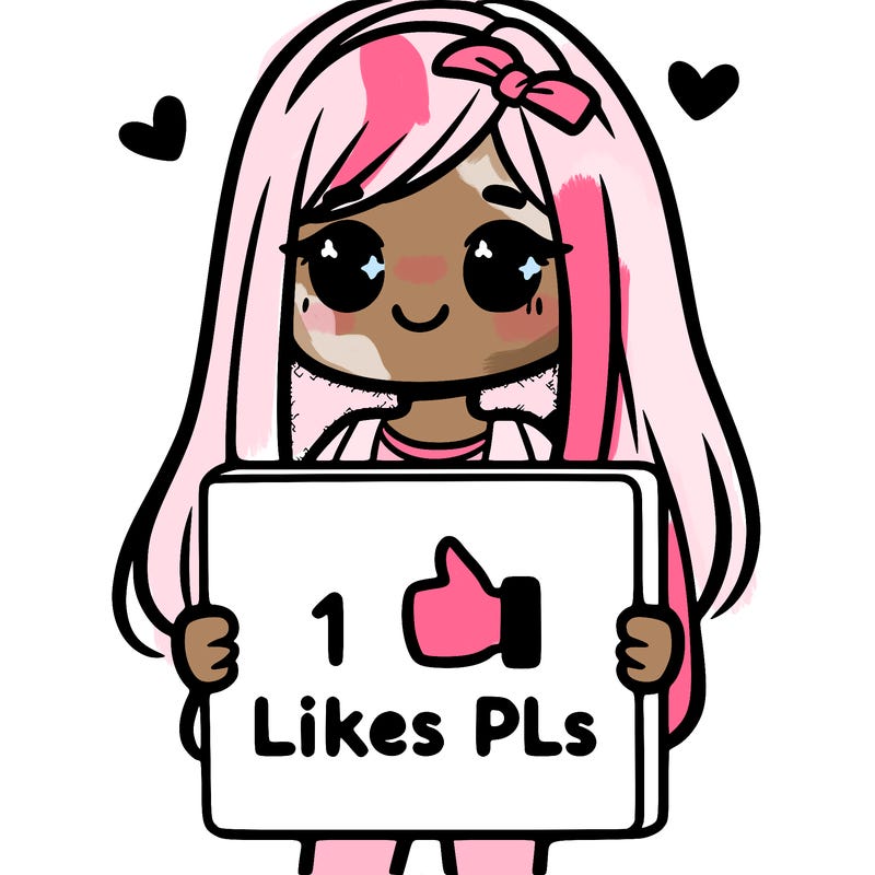 girl holding a sign saying 10 likes pls