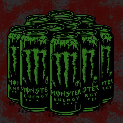 bunch of monster energy drink cans