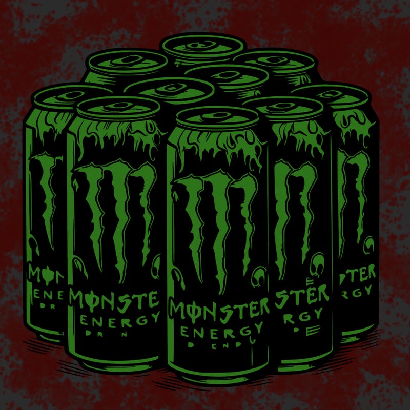 bunch of monster energy drink cans