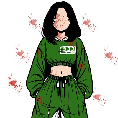 realistic girl faceless with baggy pants and a crop top