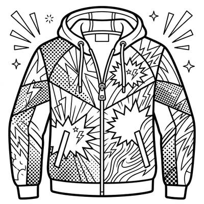 Dive into the exciting world of Pop Art with this unique activewear jacket coloring page. Its dynamic patterns and bold lines promise a fun and engaging creative challenge.