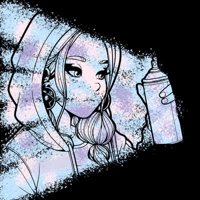 a realistic girl, spray painting
