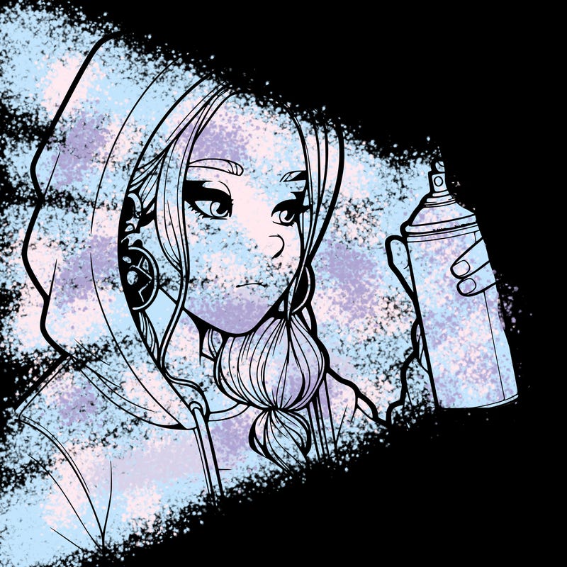 a realistic girl, spray painting