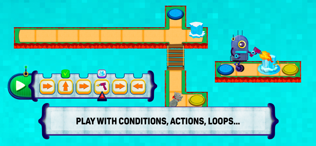 A visual block-coding interface for kids to learn conditions and actions in the Code the Robot app