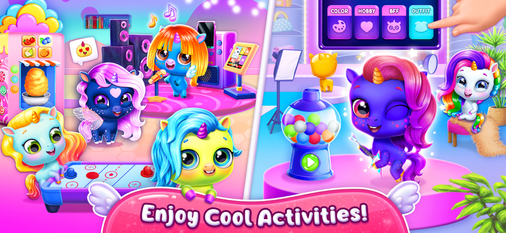 Kpopsies - My Unicorn Band - Colorful unicorn pets playing mini games and performing music in a vibrant playroom