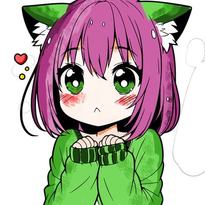 shy anime catgirl
