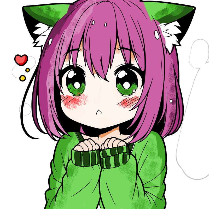 shy anime catgirl