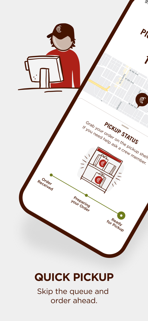 Chipotle Middle East - Chipotle Middle East app screen showing the quick pickup feature and real-time order status tracking.