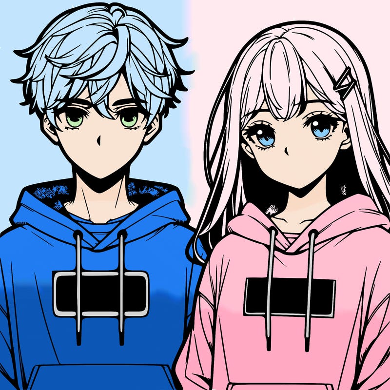 manga guy and girl wearing nike hoodies