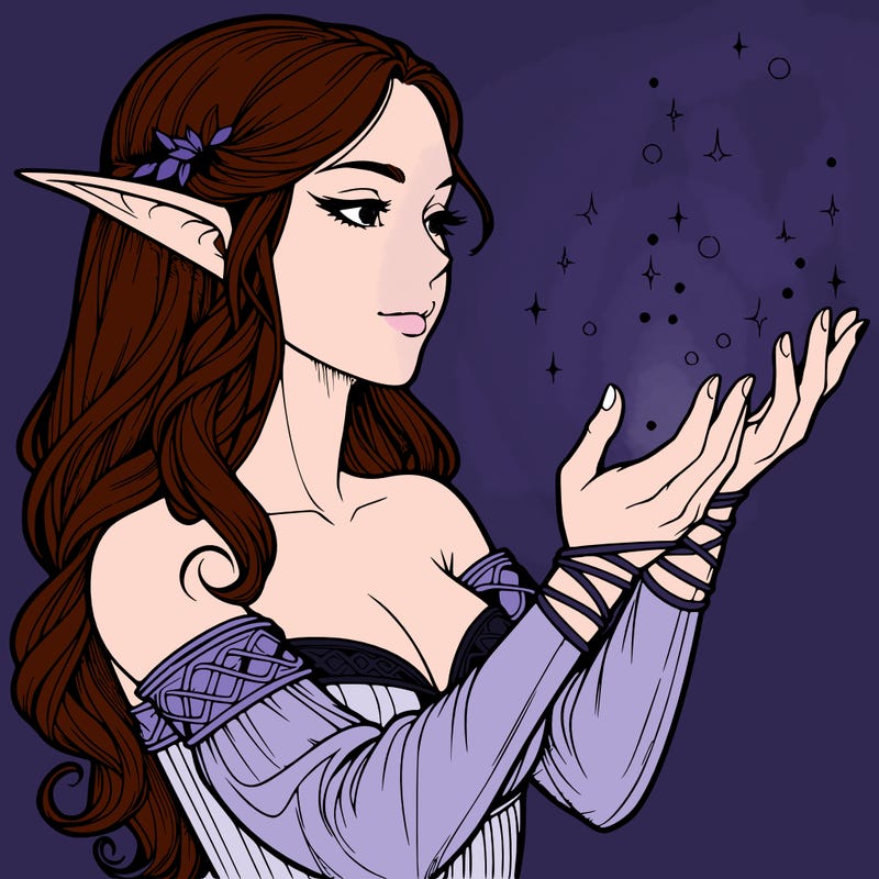 realistic elf girl doing magic