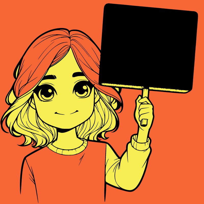 realistic girl holding up a sign