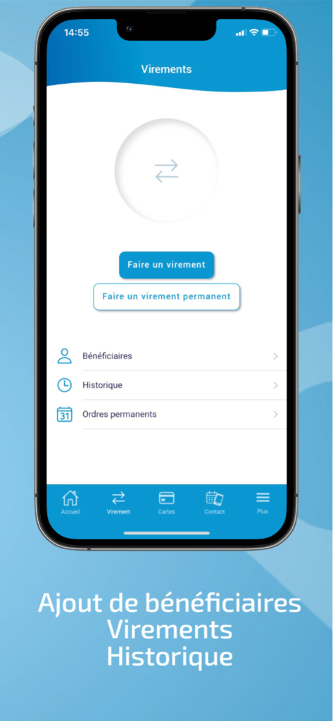 BNC Ma Banque - BNC Ma Banque mobile app screen for managing transfers and beneficiaries