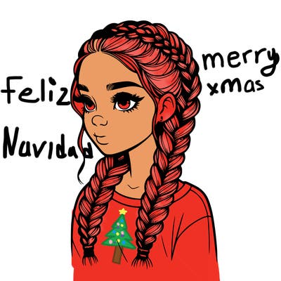 realistic girl with braids