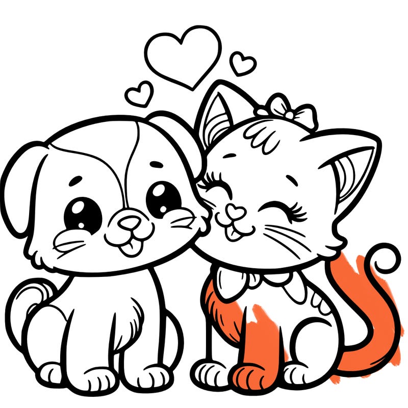 cat with a dog and in love