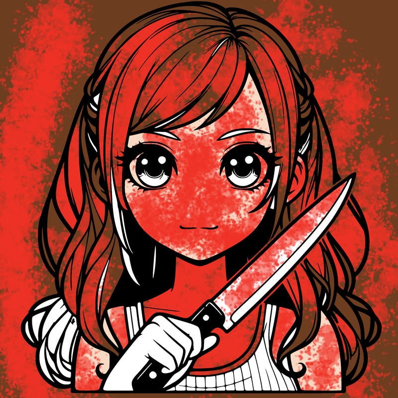 realistic girl holding a knife