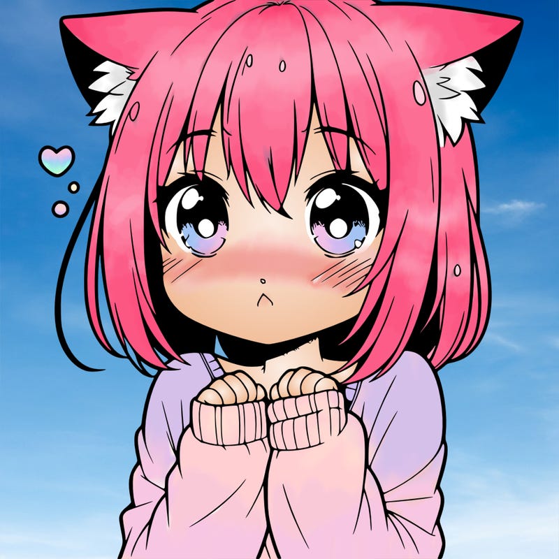 shy anime catgirl