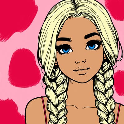 realistic girl with braids