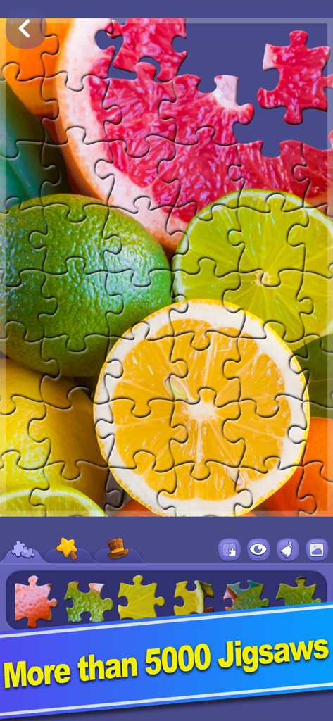 ColorPlanet® Jigsaw Puzzle - A digital jigsaw puzzle of sliced citrus fruits being assembled in the ColorPlanet app.