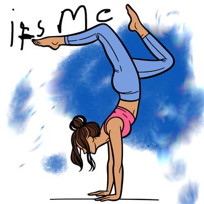 a woman doing a handstand