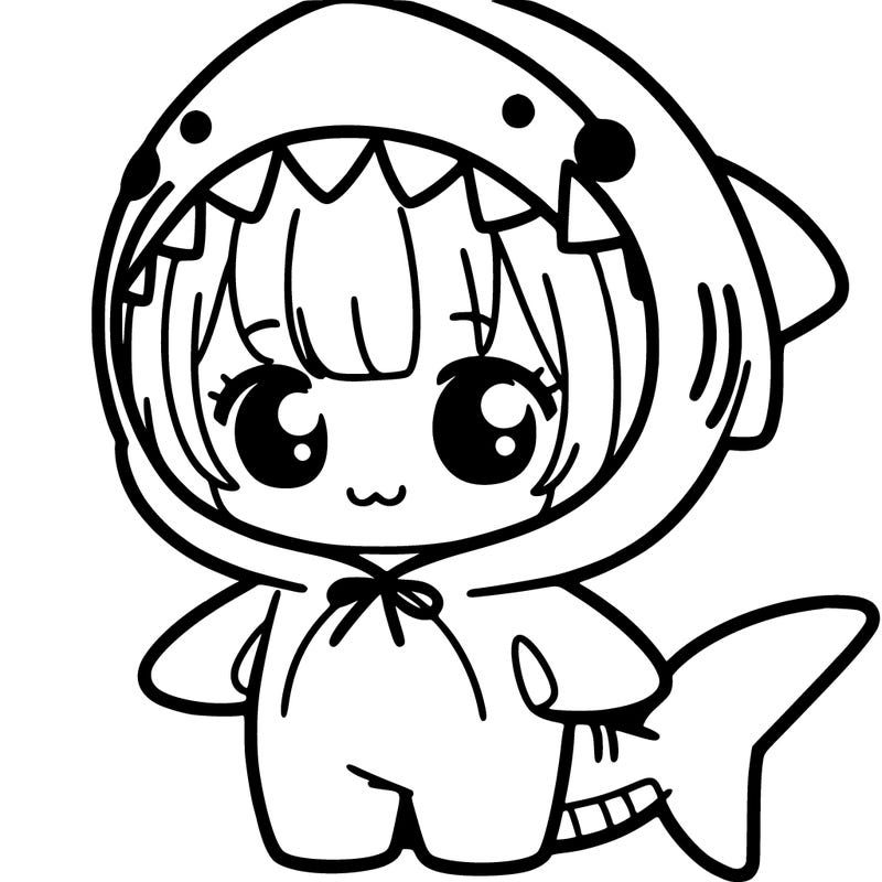 a girl in a shark costume