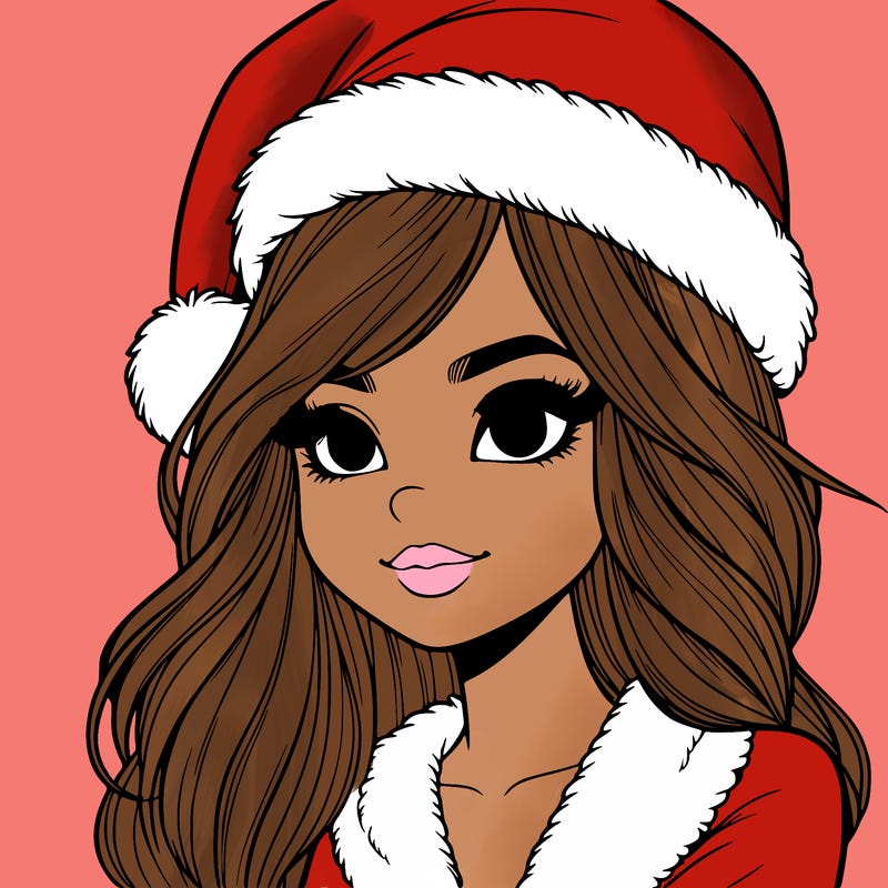 realistic girl in santa hat