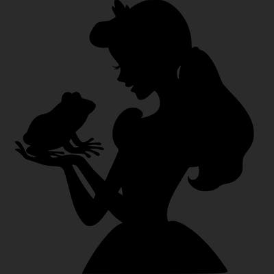 a shadow of a princess holding a frog realistic