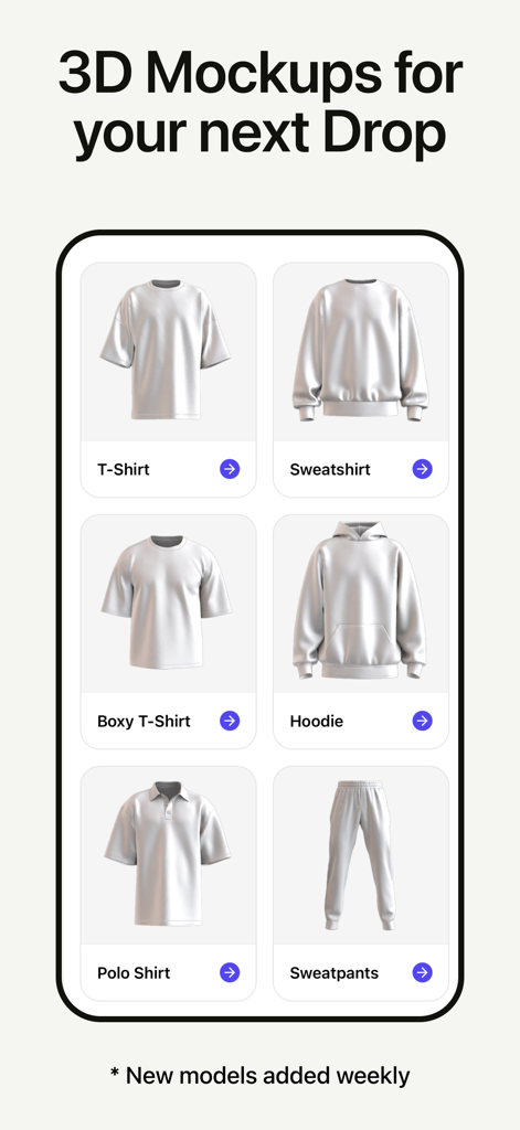 3D Clothing Mockup: MockLab 3D - A gallery of 3D apparel mockup templates featuring t-shirts hoodies and sweatpants for fashion creators