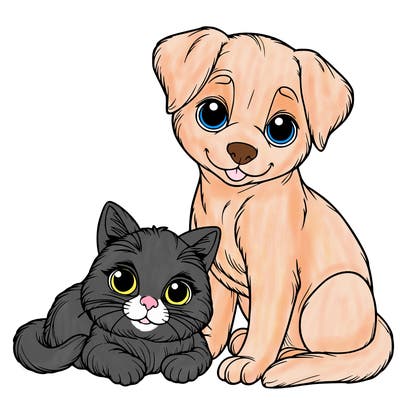 realistic cat and dog