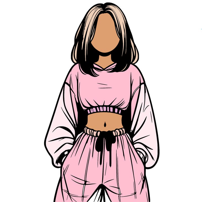 realistic girl faceless with baggy pants and a crop top