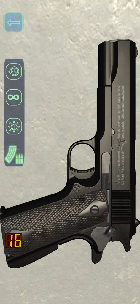 Guns HD - Tap to shoot - Un simulador de pistola negra realista con controles de disparo y recarga