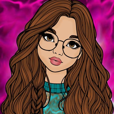 girl with long hair and freckles and glasses realistic