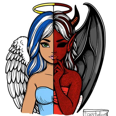 realistic angel half demon