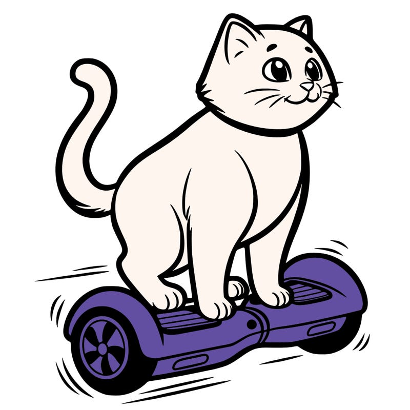 cat riding at hoverboard