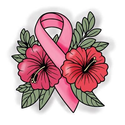 breast cancer awareness with hibiscus flowers
