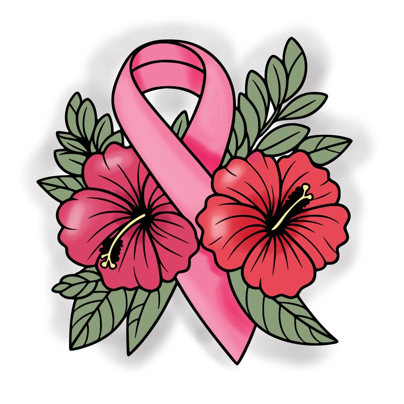 breast cancer awareness with hibiscus flowers
