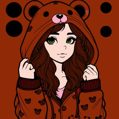 realistic girl in a animal pjs hoodie