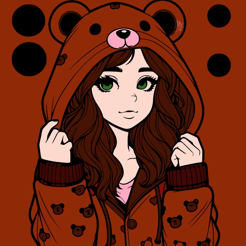 realistic girl in a animal pjs hoodie