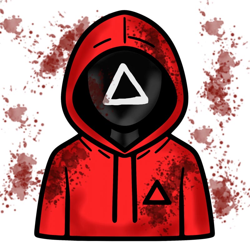a person with non face waering a hoodie with a small triangle symbol