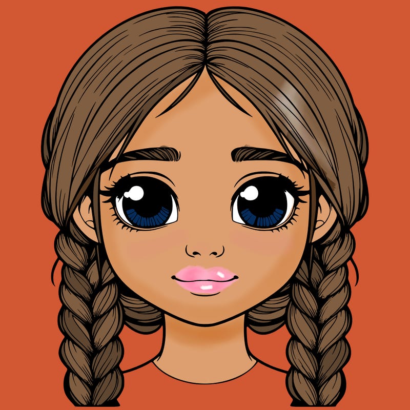 realistic girl with two braids on her head