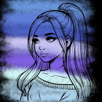 realistic girl with a high ponytail