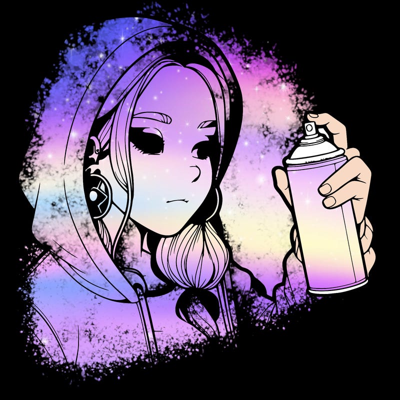 a realistic girl, spray painting