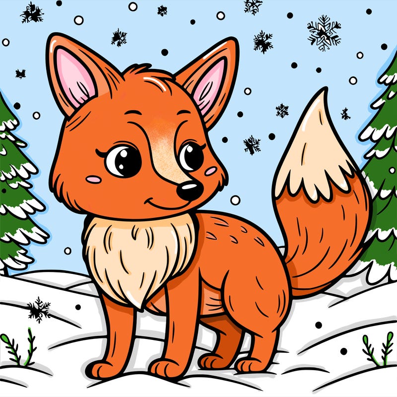 a fox in the snow