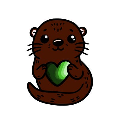 otter with a heart