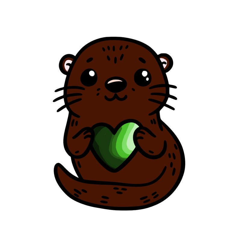 otter with a heart