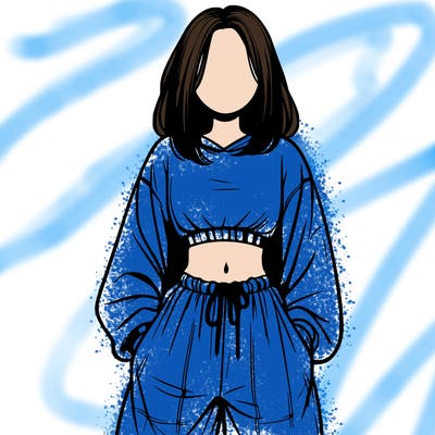 realistic girl faceless with baggy pants and a crop top