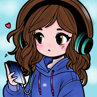 girl with headphones and hoodie with phone