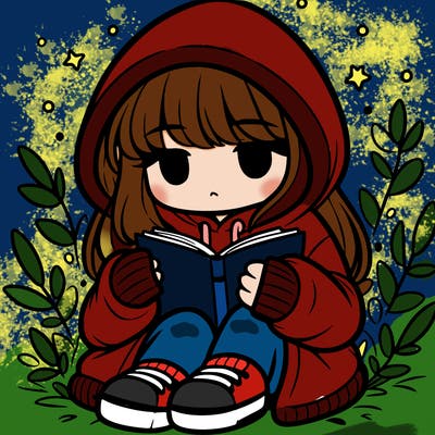 girl in oversized hoodie reading a book